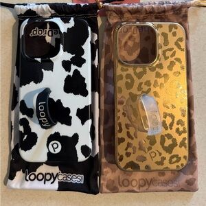 iPhone 13 Pro Loopy Cases - Cowprint & Gold Leopard